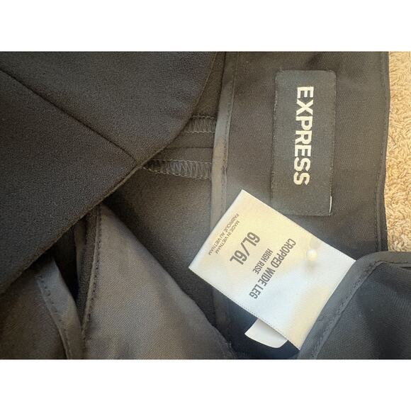 Express Cropped Wide Leg~ High Rise~ Chinos~ Trouser~ Black Size 6 Long - Picture 2 of 5